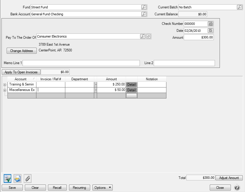 CenterPoint Fund Accounting Enter a Payment without an Invoice
