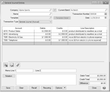centerpoint accounting general journal entries