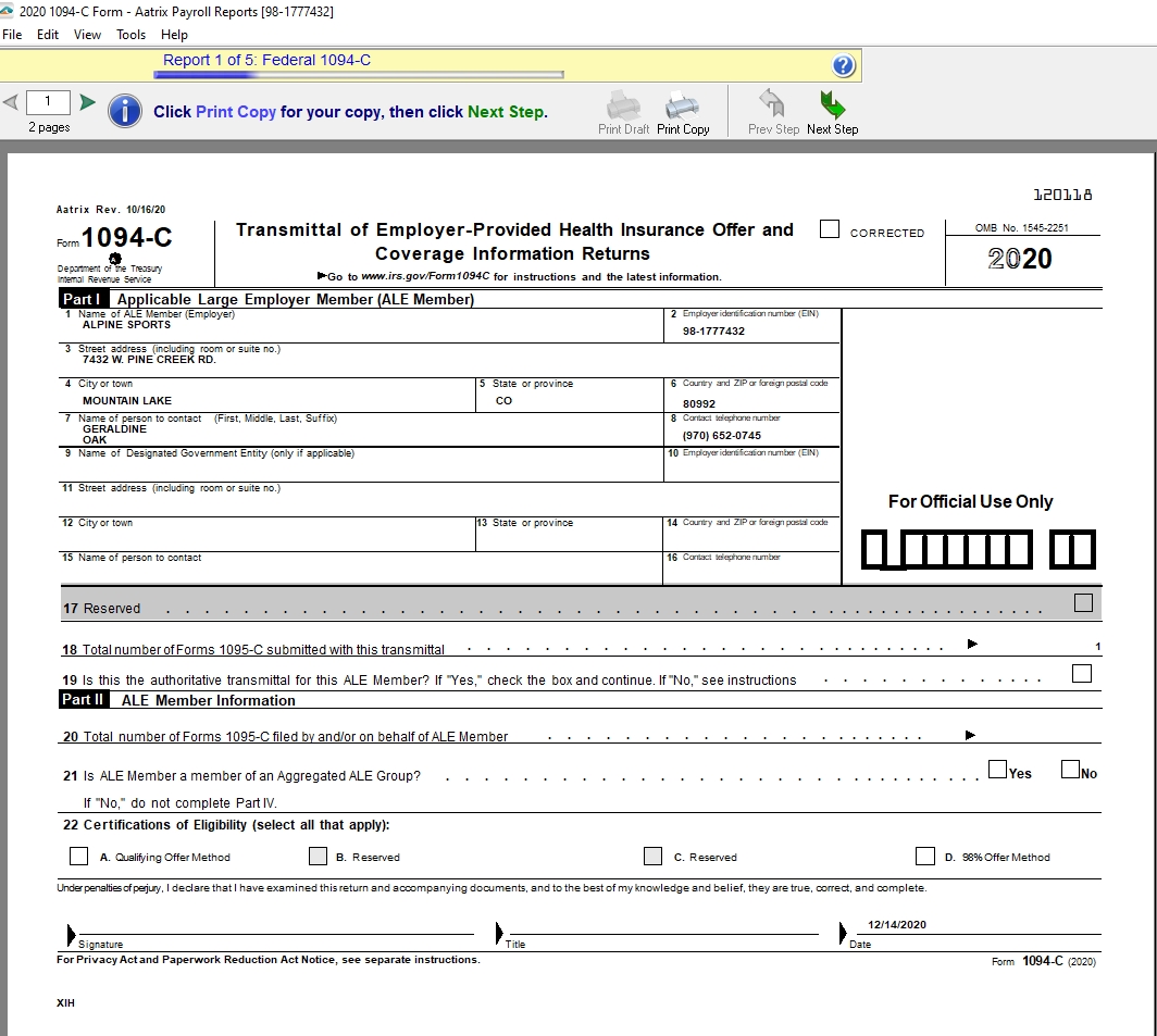Centerpoint Fund Accounting Affordable Care Act Aca Forms Prepare And Print And Or Efile Centerpoint Fund Accounting Affordable Care Act Aca Forms Prepare And Print And Or Efile
