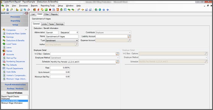 Wage Garnishment Setup in CenterPoint Payroll Software