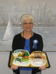 Carol Dicke with her retirement cake