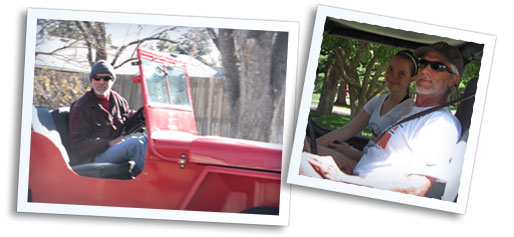 George, his daughter Clara and his jeep