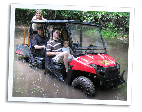 Mark and his family stranded in the river