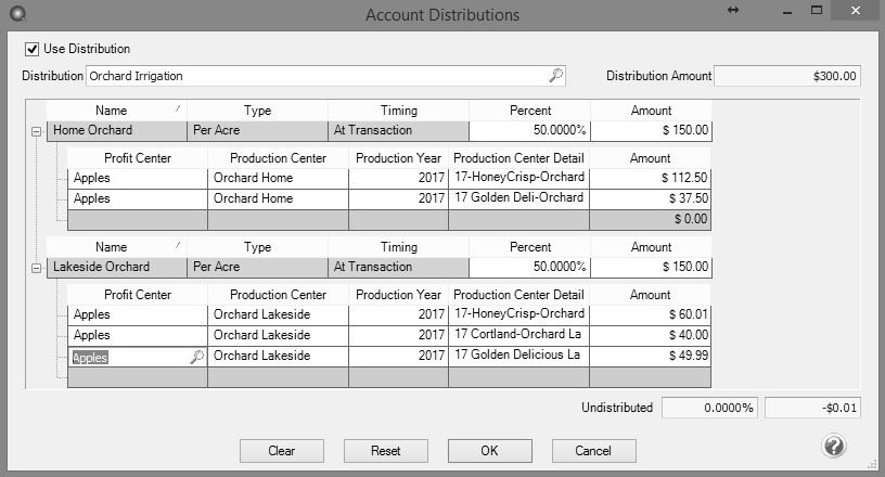 Distribution Account Examples CenterPoint® Accounting for Agriculture - Make Changes to a ...