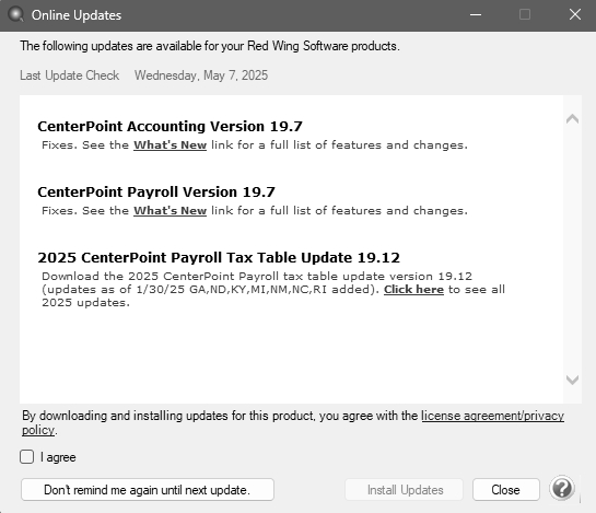 CenterPoint® Depreciation - Check for and Install CenterPoint Updates