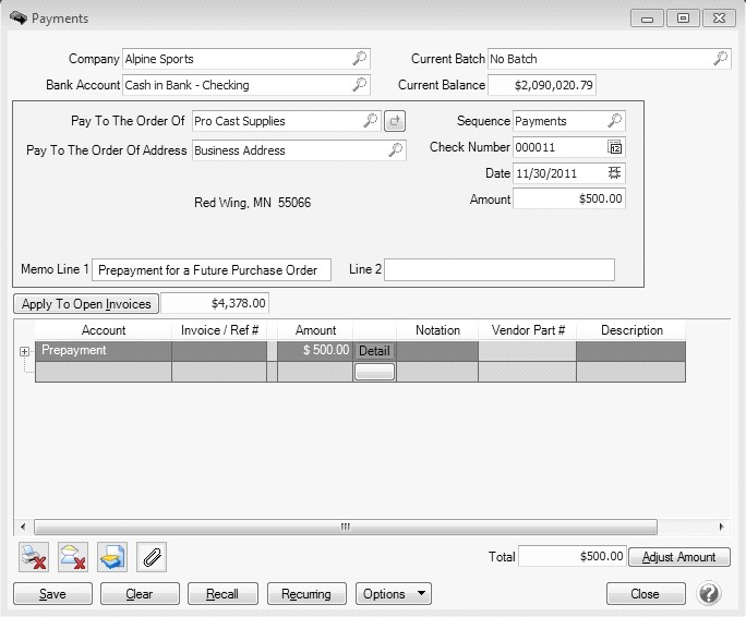 Prepayment Document CenterPoint® Accounting - Purchase Order Prepayments