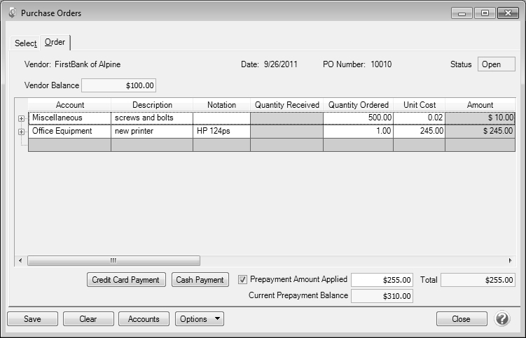 CenterPoint® Accounting - Create a Purchase Order (without Inventory ...