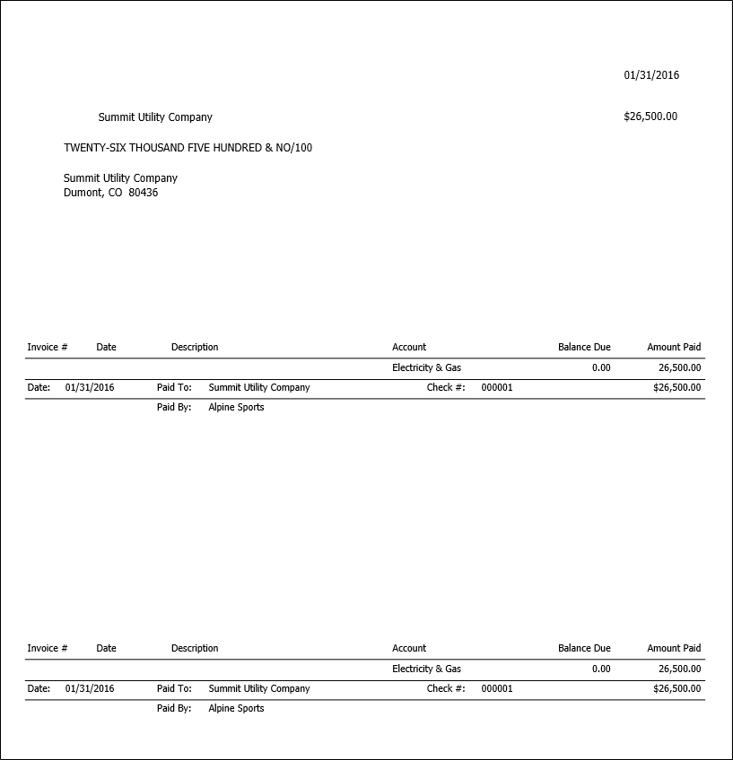 Check Type and Stub Type Examples for Check/Stub/Stub(Alternate)