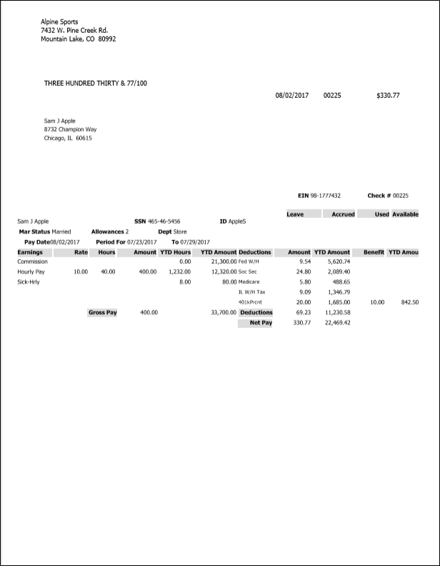 CenterPoint Payroll Printing Payroll Checks Preference Check Type
